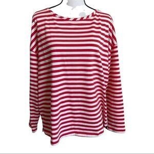Joules Red and White Striped Harbor Tee Size 10